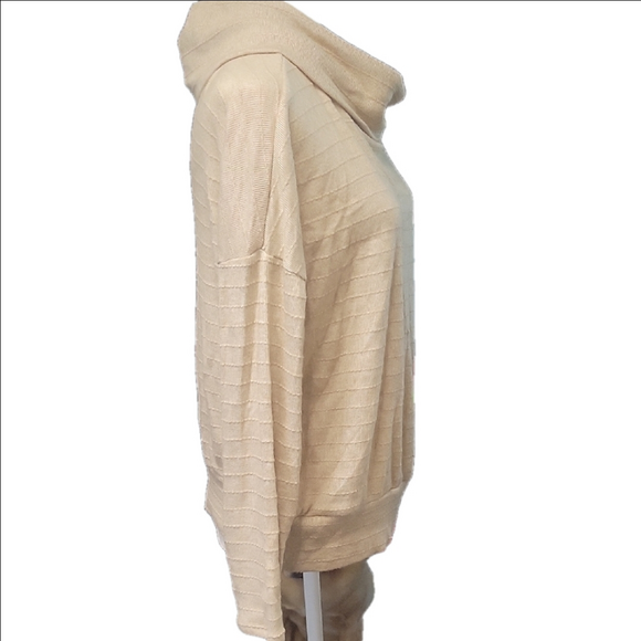Women's L Cream Lightweight Stretchy Camel Tan Sweater - Picture 4 of 5